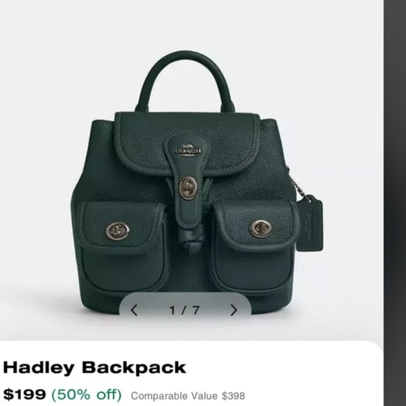 NWT Coach Hadley Backpack Leather Dark Teal - Picture 1 of 13